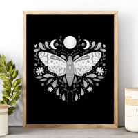 Modern Black And White Abstract Moth Illustration