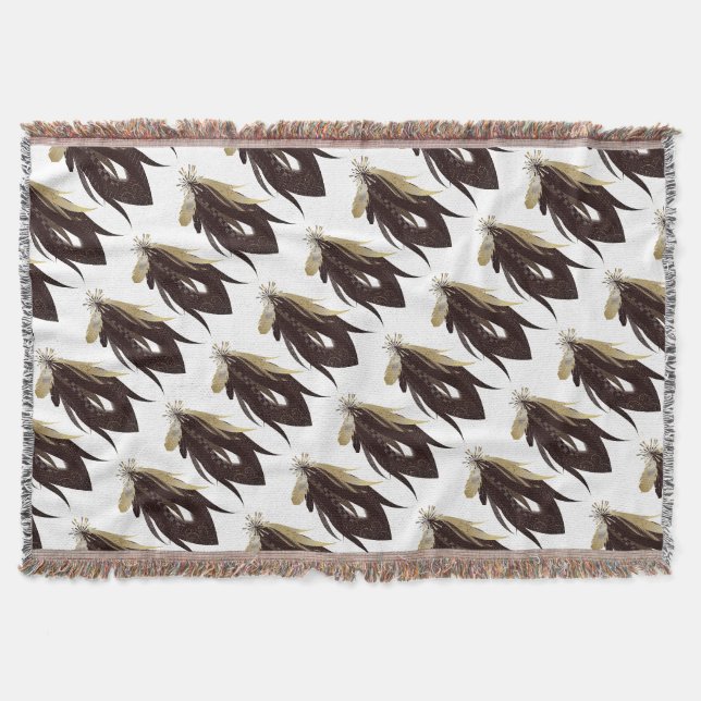 Modern Black and White Abstract Pattern Throw Blanket (Front)