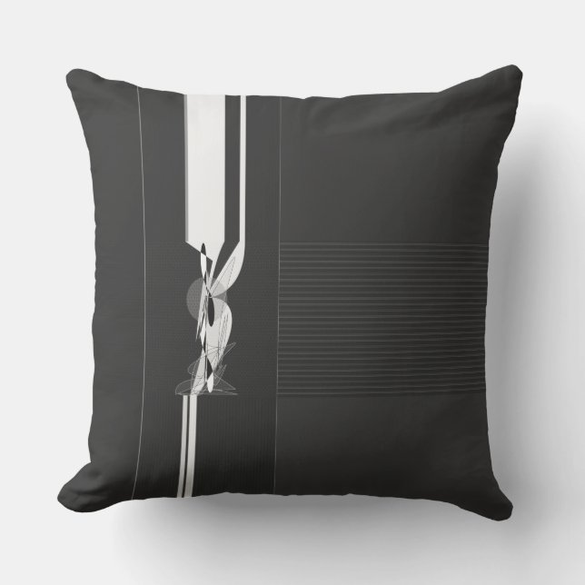 Modern Black and White Abstract Throw Pillow (Front)