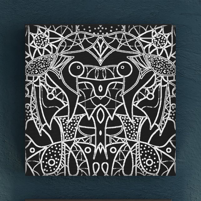 Modern Black And White Abstract Tribal Chalk Lines Canvas Print (Creator Uploaded)