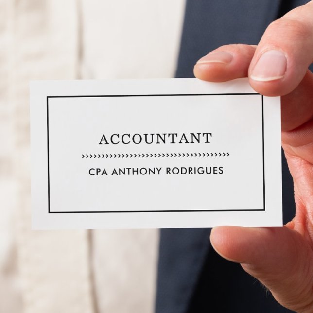Modern Black and White Accountant Business Card (Front of card shown in 3.5 x 2.0 inch, customize the back  with your name, phone, email, address.)