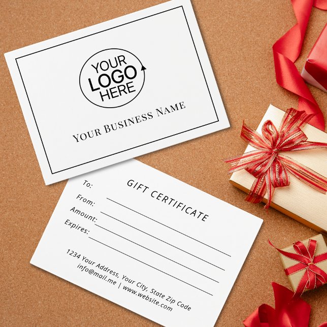 Modern Black and White Add Logo Gift Certificate (Modern Black and White Add Logo Gift Certificate)