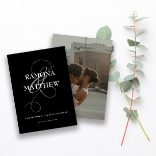 Modern Black and White Ampersand Photo Save The Date
