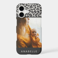 Modern black and white animal leopard print photo