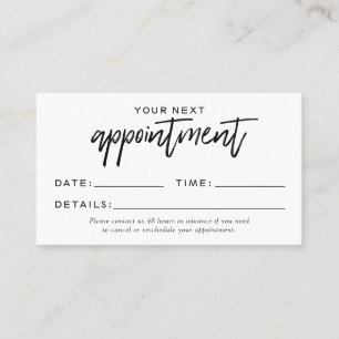 Modern Black and White Appointment Card