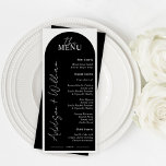 Modern Black and White Arch Wedding Menu<br><div class="desc">This Modern Black and White Wedding Menu is perfect to display meal choices on your special day. Edit using the design tool for endless colour options.</div>