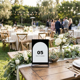 Modern Black and White Arch Wedding Table Number