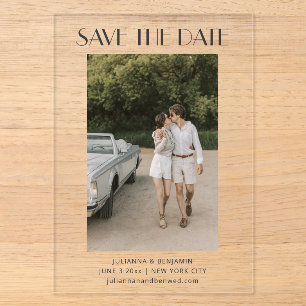 Modern Black and White Art Deco Photo Wedding Acrylic Invitations