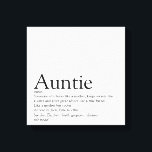 Modern Black and White Aunt Auntie Definition Canvas Print<br><div class="desc">Personalise for your special,  favourite Aunt or Auntie to create a unique gift. A perfect way to show her how amazing she is every day. Designed by Thisisnotme©</div>