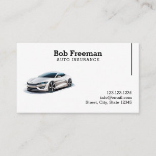 Modern Black and White Automobile Insurance Business Card