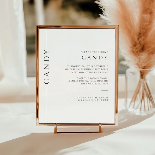 Modern Black and White Bar Mitzvah Candy Sign (Creator Uploaded)
