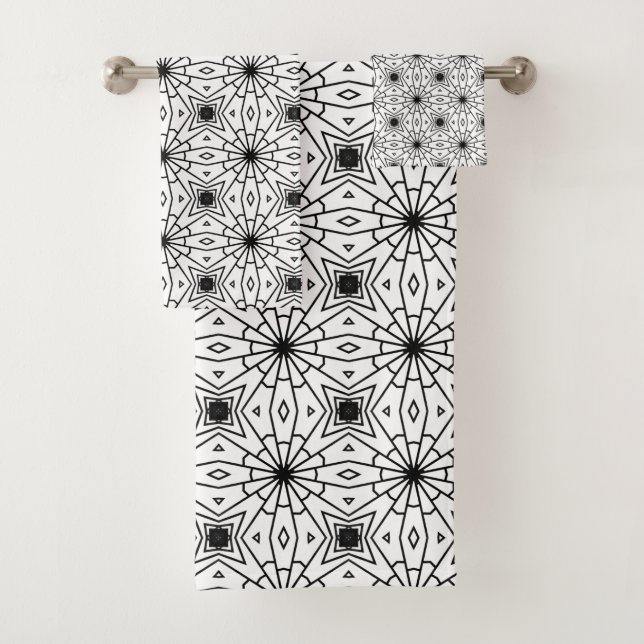 Modern Black and White Bath Towels (Insitu)