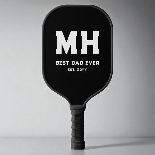 Modern Black and White Best Dad Ever Father's Day Pickleball Paddle