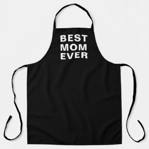 Modern Black And White Best Mom Typography Kitchen Apron
