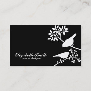 Modern Black and White Birds Business Card