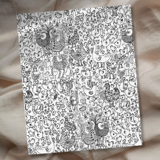 Modern Black and White Birds Whimsical Pattern Fleece Blanket