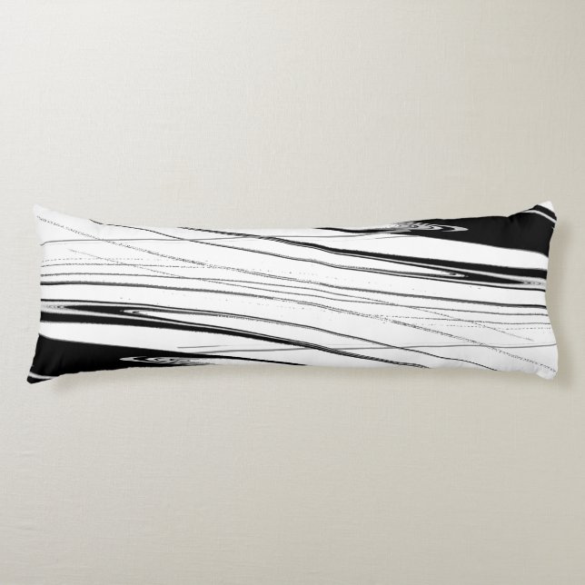 Modern Black and White Body Pillow (Front)