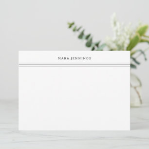 Modern Black and White Border Personal Stationery  Card