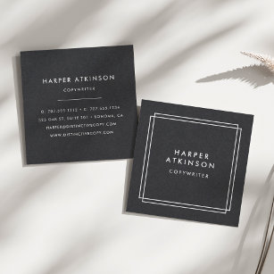 Modern Black and White Bordered Square Business Card