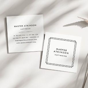 Modern Black and White Bordered Square Business Card
