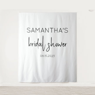 Modern Black and White Bridal Shower Backdrop Tapestry