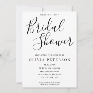 Modern Black and White Bridal Shower Invitation