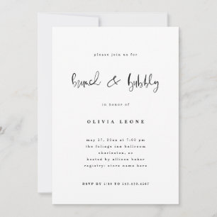 Modern Black and White Brunch and Bubbly Invitation