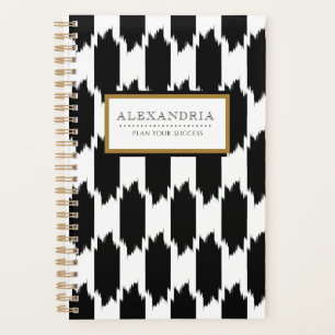 Modern Black and White Brushstrokes Personal Planner