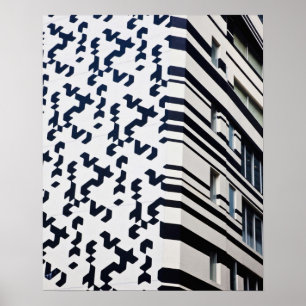 Modern black and white building in Hong Kong Poster