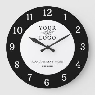 Modern Black And White Business Logo Company Name Large Clock