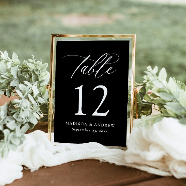 Modern Black and White Calligraphy Table Number (Creator Uploaded)