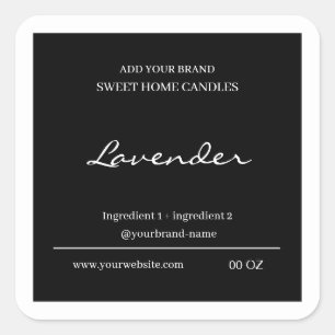 Modern black and white candle product label