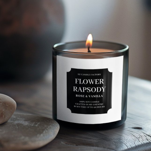 Modern Black and White Candle Product Label (Creator Uploaded)