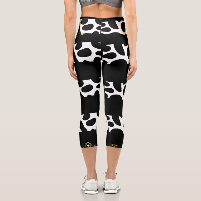 Modern Black and White  Capri Leggings (Back)