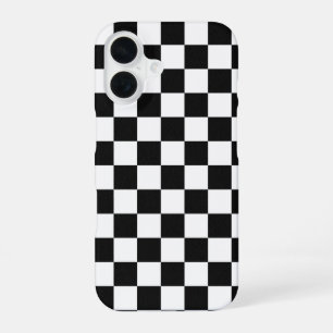 Modern Black and White Chequerboard Pattern iPhone 16 Case