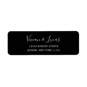 Modern Black and White Chic Script Return Address