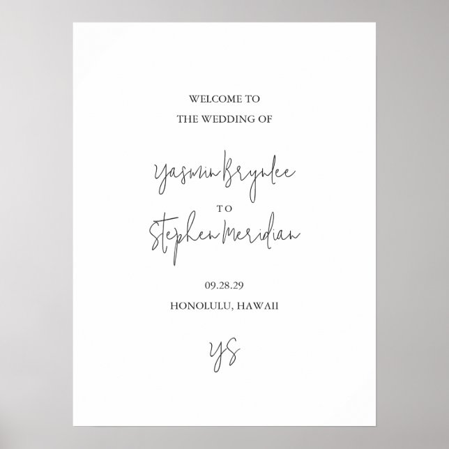 Modern Black and White Chic Wedding Poster (Front)