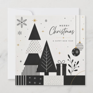 Modern Black and White Christmas Card