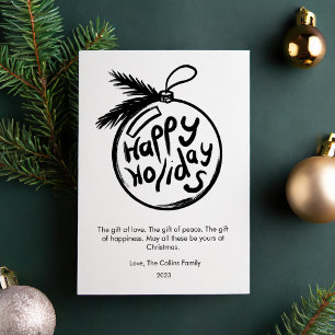 Modern Black and White Christmas Flat  Holiday Card
