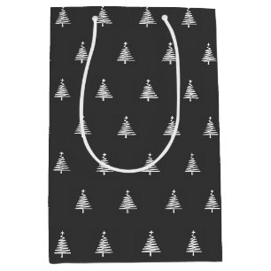 Modern Black and White Christmas Medium Gift Bag