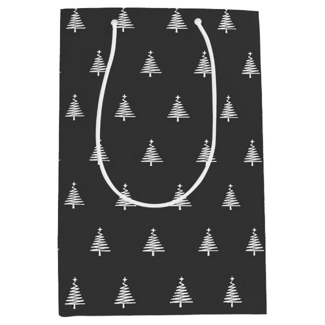 Modern Black and White Christmas Medium Gift Bag (Front)