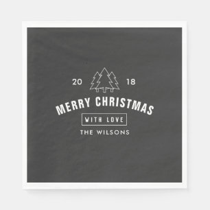 Modern Black and White Christmas Table Decor Napkin