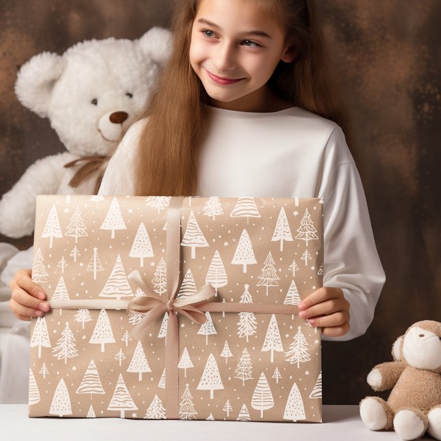 Modern Black And White Christmas Tree Wrapping Paper (Creator Uploaded)