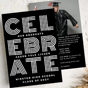 MODERN BLACK AND WHITE   Class of 2024 GRAD PARTY  Invitation