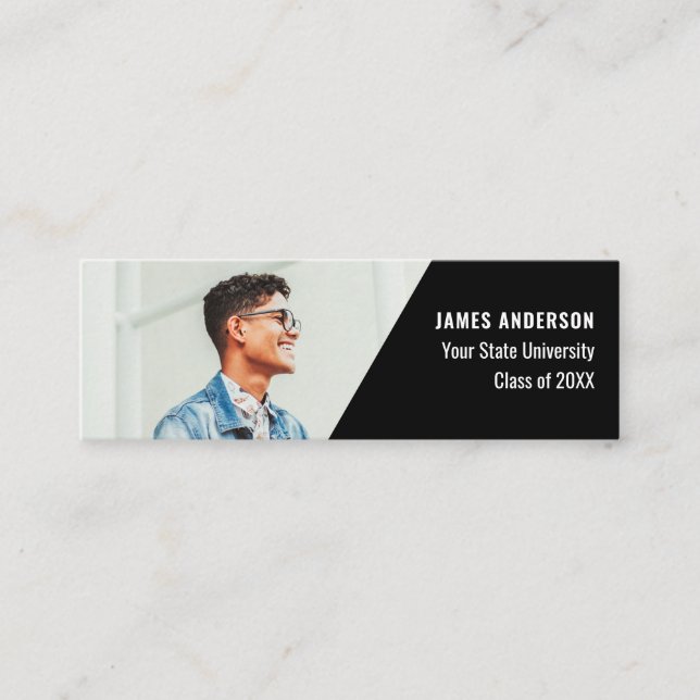 Modern black and white class of graduation photo c calling card (Front)