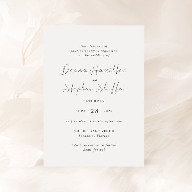 Modern Black and White Clean Wedding Invitation (Creator Uploaded)