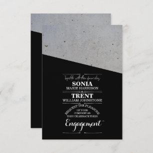 Modern Black and White Concrete Engagement Invitation