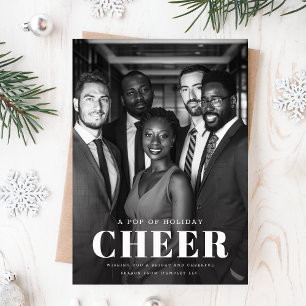 Modern Black and White Corporate Business Photo Holiday Card