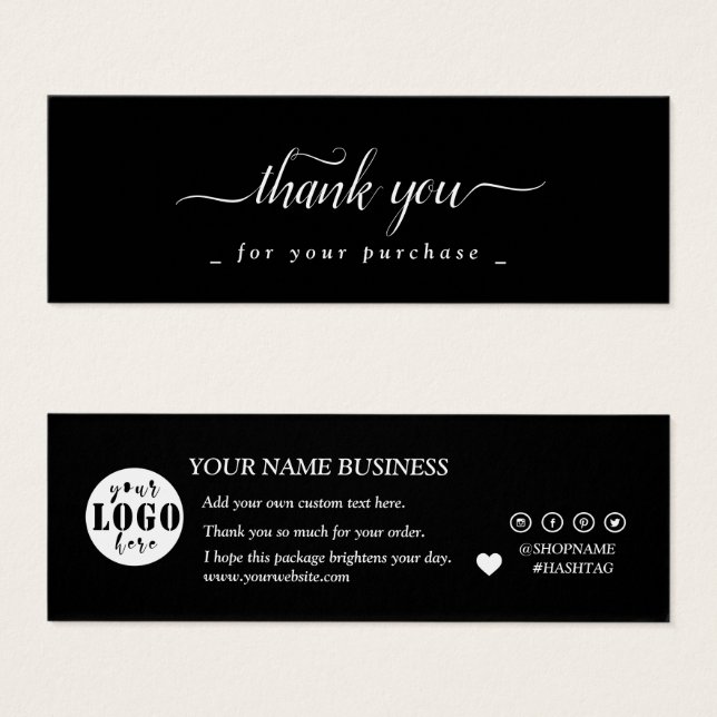 modern black and white | custom logo thank you   (Front & Back)