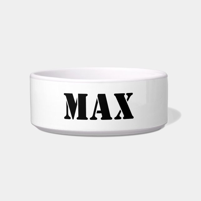 Modern black and white custom name text monogram bowl (Front)